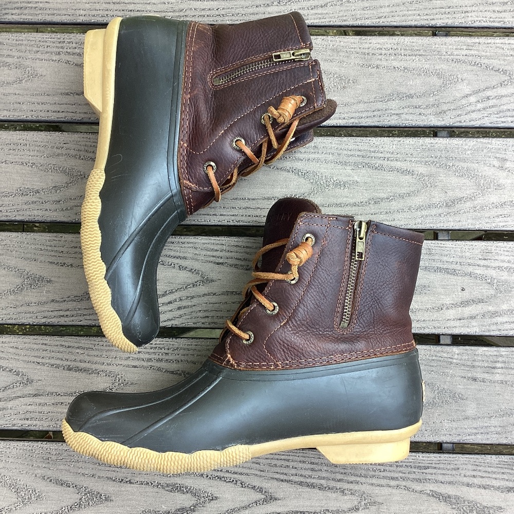 SPERRY Top Sider Saltwater Leather Waterproof Rain Duck Boots Womens 9 #91176